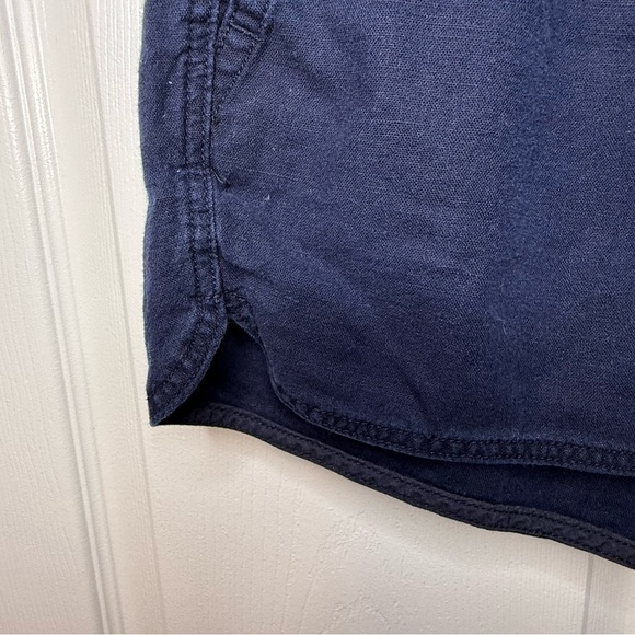 J. Crew Navy Blue Drawstring Shorts Linen Cotton Blend Size Large GUC - Picture 2 of 6